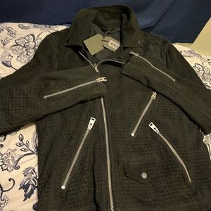 Beautiful and buttery All Saints MILLER BIKER jacket in Washed Black.